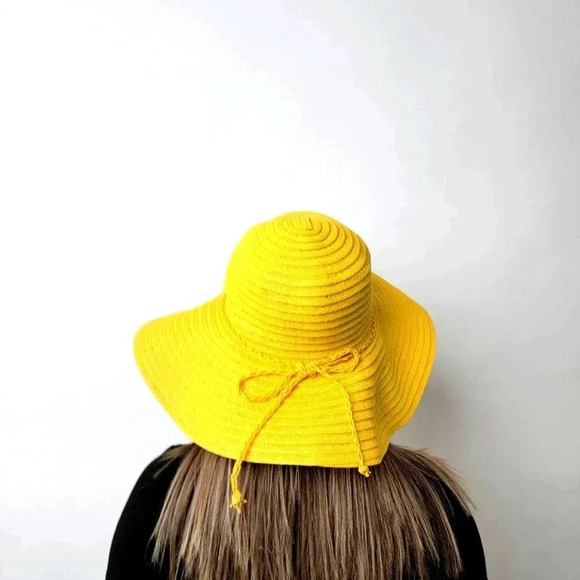 NEW Floppy Summer Sunshine Yellow Widebrim Hat - Picture 7 of 9